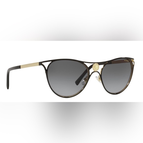 NEW VERSACE VE2237 CAT EYE SUNGLASSES FULL INCLUSION BRAND BLACK & GOLD SOLD OUT - Picture 6 of 16